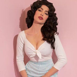 Vixen by Micheline Pitt Size S White Tie Me Up Top